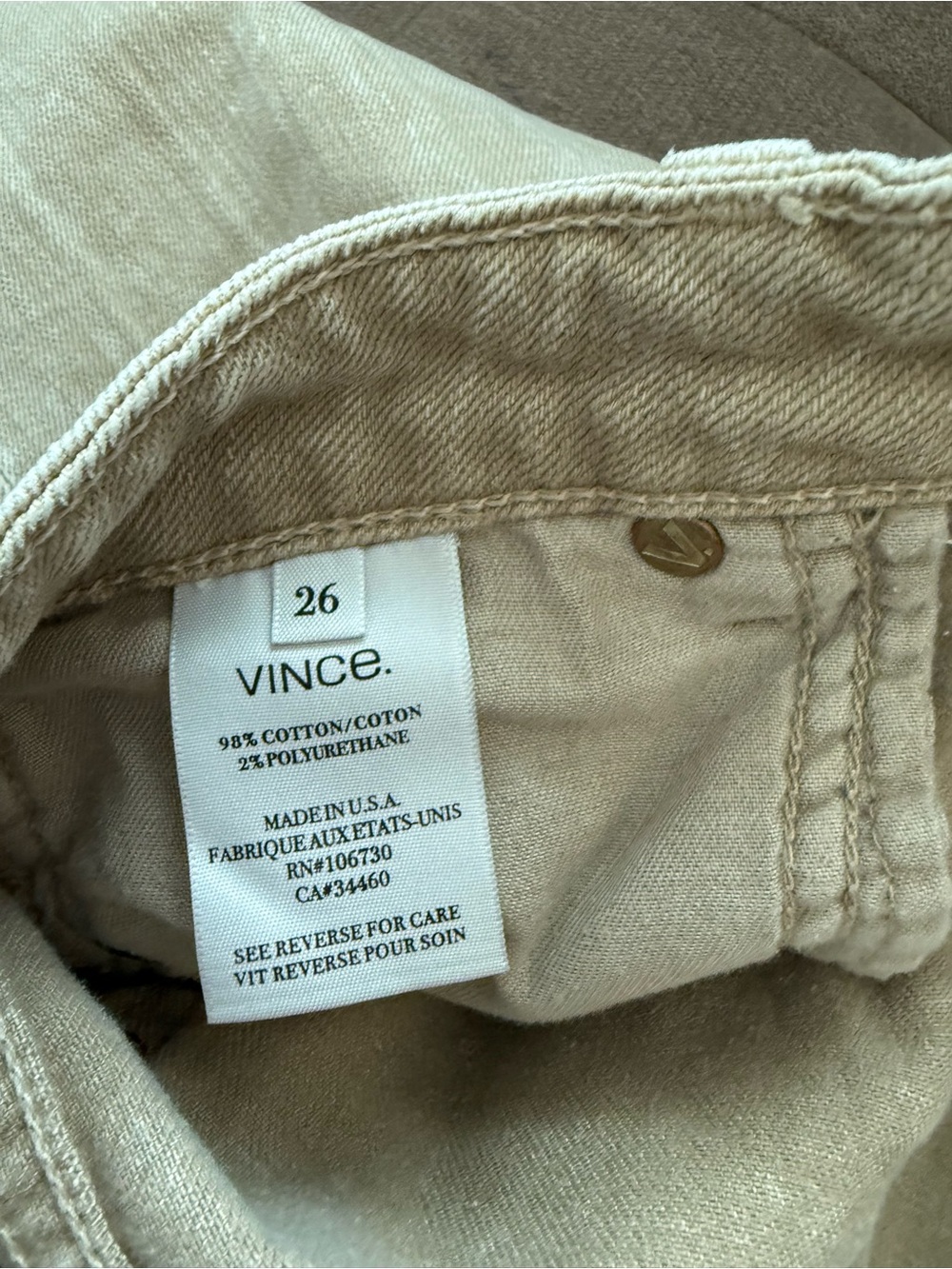 Vince Neutral Tan Skinny Jeans
